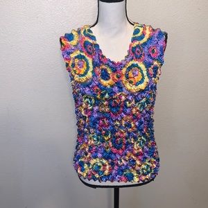 F.C Psychedelic tie dye crinkle top